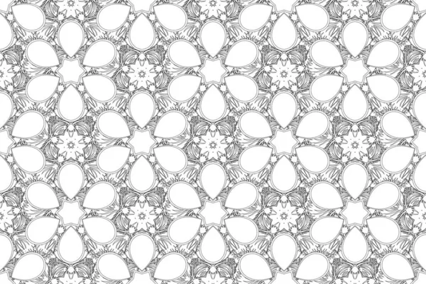Enfeite Contorno Geométrico Com Elementos Brancos Pretos Esboço Contorno Abstrato — Fotografia de Stock