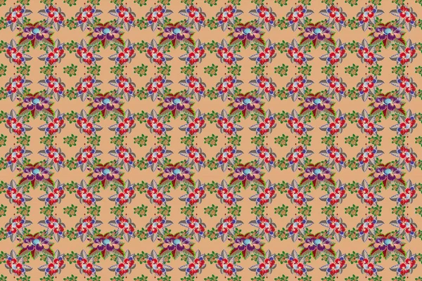Απρόσκοπτη Floral Ταπετσαρία Μπεζ Και Πράσινο Χρώμα Χειροποίητα Αγριολούλουδα Απρόσκοπτη — Φωτογραφία Αρχείου