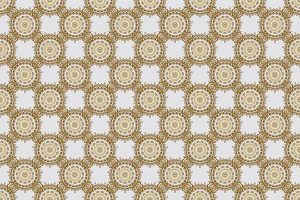 Raster Seamless Pattern Gold Ornament Golden Texture Gray Background — Stock Photo, Image
