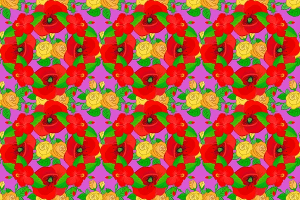 1950 1960 Talsmotiv Retro Textildesignkollektion Höstfärger Silkesduk Med Blommande Blommor — Stockfoto