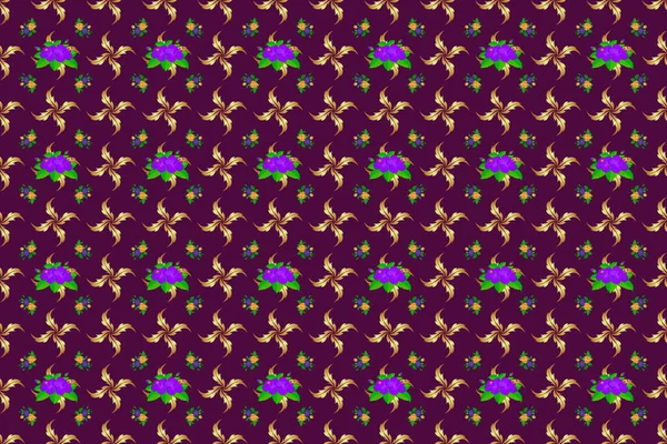 Abstract Elegance Seamless Pattern Floral Motifs Purple Yellow Colors Decorative — Stock Photo, Image