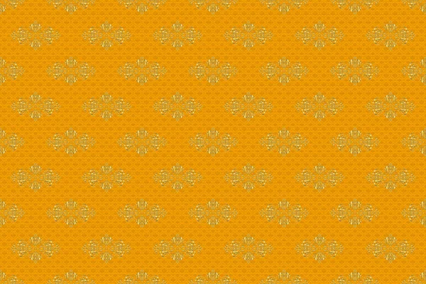 Traditional Classic Ornament Golden Yellow Seamless Pattern Oriental Pattern Arabesques — Stock Photo, Image