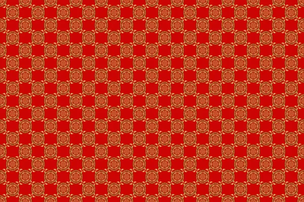 幾何学的な繰り返しシームレスなパターンで 赤の背景に金のグラデーションに六角形の形があります ラスターイラスト — ストック写真