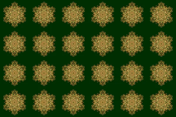 Golden Mandala Logo Green Background Sacred Geometric Raster Symbol Many — Stock Photo, Image