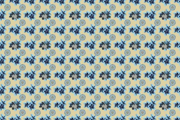 Patrón Floral Vintage Sin Costuras Colores Azul Amarillo Beige Lindo — Foto de Stock