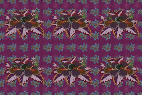 Gray Purple Brown Hibiscus Seamless Background Aloha Hawaiian Shirt Raster — Stock Photo, Image
