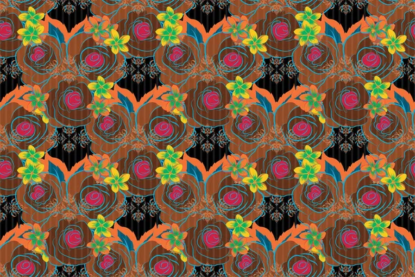 Oriental Seamless Pattern Floral Wallpaper Yellow Orange Beige Colors Raster — Stock Photo, Image