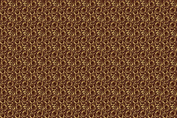 Golden Glitter Ornaments Brown Background Glowing Lights Seamless Pattern Golden — Stock Photo, Image