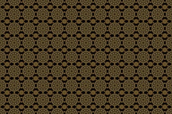 Abstraktní Bezešvé Patchwork Pozadí Černými Zlatými Ornamenty Geometrické Marocké Bezešvé — Stock fotografie