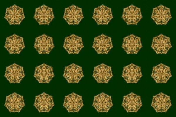 Mandala Abstracto Sobre Fondo Verde Glitter Golden Star Ilustración Trama — Foto de Stock