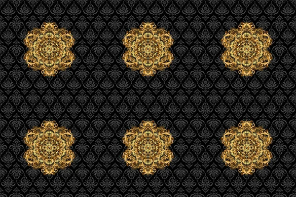Decorativo Raster Ornamentado Ícone Mandala Ouro Isolado Para Cartão Mandala — Fotografia de Stock