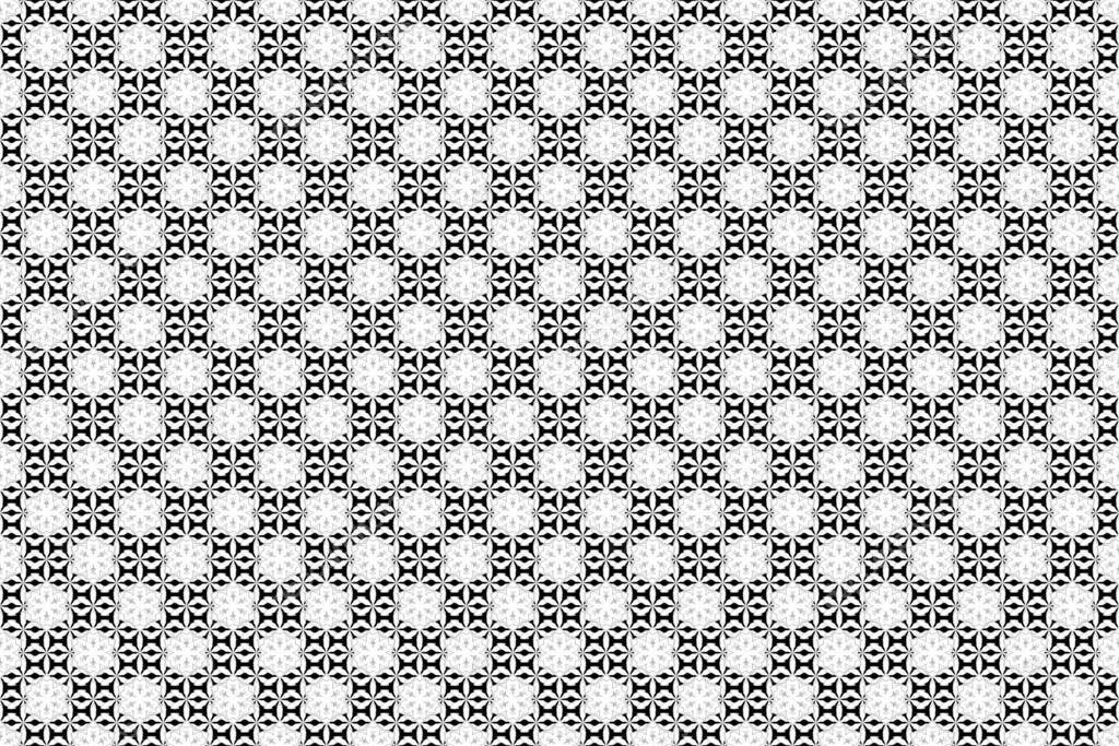 Oriental raster seamless pattern with arabesques and white elements on a black background. Traditional classic ornament.