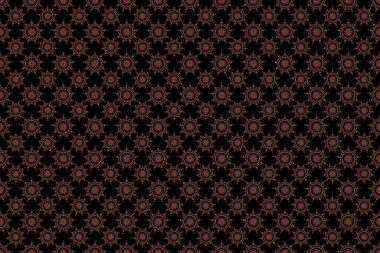 Sorunlu damasküler desensiz arka plan fayansları. Siyah arkaplanda kırmızı renklerde kusursuz bir süs..