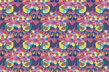 Soyut zarafet pürüzsüz desen mavi, pembe ve sarı renklerde unutma beni çiçekleri.