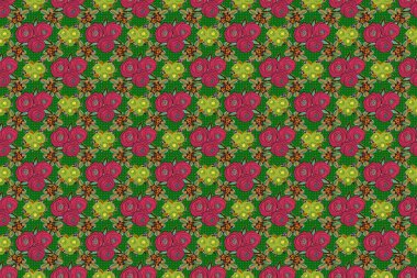 Raster kusursuz bir geçmişi var. Güzel suluboya gül çiçekleri ve yeşil yapraklar sarı, yeşil ve morumsu renklerde. Parlak resim gül desenine ilham verdi.