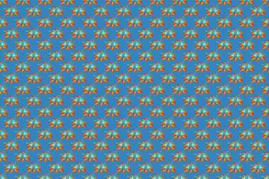 Kusursuz çiçek deseni. Kusursuz çiçek deseni. Turuncu, mavi ve yeşil renklerde çiçek arkaplanı. Turuncu, mavi ve yeşil amberli, pürüzsüz bir desen..