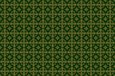 Kusursuz desen. Yeşil ve altın renkli süsler..