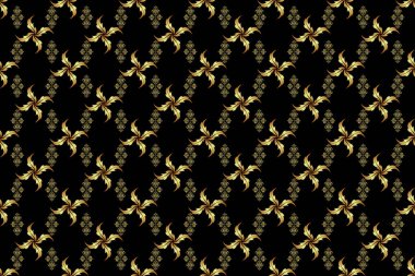 Kusursuz soyut arka plan ve altın tekrarlayan elementler. Siyah ve altın desenli. Zarif raster klasik altın pürüzsüz desen.