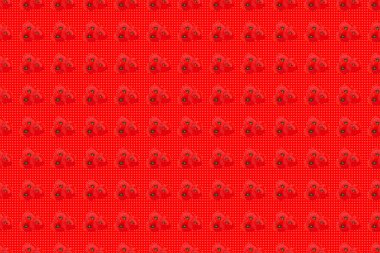 Kırmızı arka planda güzel gelincik çiçekleri olan pürüzsüz raster deseni. Çiçek arka planı.