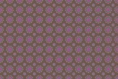 Damask pürüzsüz deseni kırmızı, pembe ve mavi renklerde.