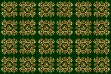 Parmak izi ya da dijital için kusursuz altın desen. Soyut raster dinamiği dalgalanan yüzey, hareket illüzyonu, yeşil arkaplanda eğrilik.