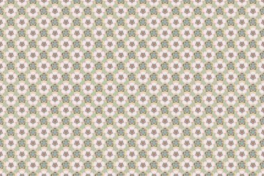 Raster modası geçmiş, kusursuz çiçek deseni. Bej, sarı ve gri renklerde küçük, solgun çiçekler..