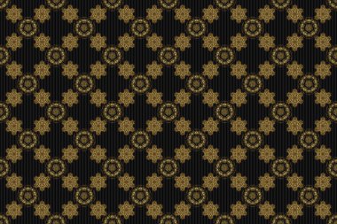 Geometrik yinelenen kusursuz desen. Altıgen şekilli, siyah arka planda altın gradyan. Raster illüstrasyonu.