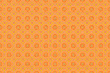 Turuncu, pembe ve sarı renklerde yıldızsız desenler. Duvar kağıdı, Noel süsü, konfeti, tekstil, ambalaj için soyut, parlak tasarım. Tatil sembolü.