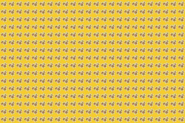 Raster illüstrasyonu. Şekillendirilmiş küçük çiçeklerle kusursuz desenli raster arka plan. Grafik deseni siyah, sarı ve bej renklerde..