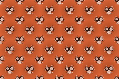 Turuncu, kırmızı ve pembe güllü tebrik kartı, suluboya, düğün, doğum günü ve diğer tatil ve yaz arkaplanı için davetiye olarak kullanılabilir. Raster pürüzsüz desen.