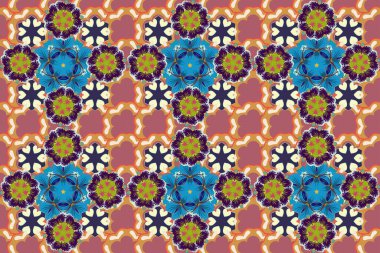 Yumuşak suluboya çiçek deseni - turuncu, kahverengi ve pembe renklerde kusursuz desen. Raster illüstrasyonu.