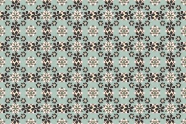 Etnik Hint folkloru. Tarz sahibi yıldızlar, kar taneleri ve ızgaralar. Pembe, bej ve yeşil süslemeli, geometrik Fas dikişsiz desenli, soyut, pürüzsüz yama işi arkaplan.