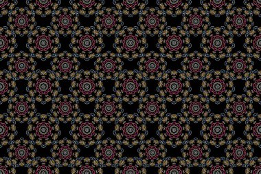 Raster illüstrasyonu. Ikat damaske desensiz arkaplan fayansı.