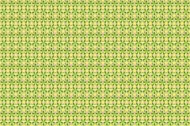 Küçük bir çiçekte hoş, pürüzsüz bir desen. Yeşil, sarı ve bej renkli küçük bir çiçek. Raster küçük çiçekler. Moda baskıları için zarif bir şablon.