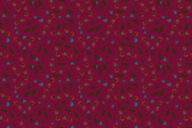 Kırmızı, mavi ve siyah renklerde pürüzsüz bir desen. Suluboya resim ve şirin kiraz.