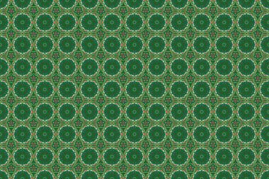 Raster kusursuz bir geçmişi var. Renkli desenler antika. Yeşil renkli çiçek süsü..