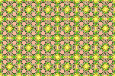 Bej, yeşil ve sarı renksiz desenler. Soyut doku. Düşük polyester desenli resimleme.