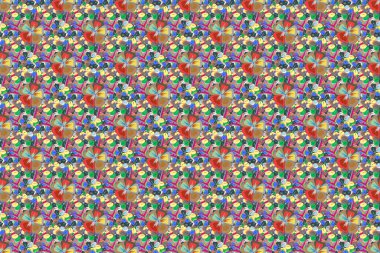 Mavi ve yeşil renklerde biçimlendirilmiş küçük çiçeklerin kusursuz deseni. Raster illüstrasyonu. Elle çizilmiş çiçek ve bitkilerle kusursuz bir arkaplan.