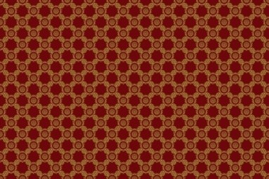 Kırmızı arka planda altın gibi kusursuz bir desen var. Raster lüks altın desenli.