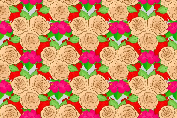 Illustrazione Più Veloce Modello Senza Soluzione Continuità Con Fiori Rosa — Foto Stock