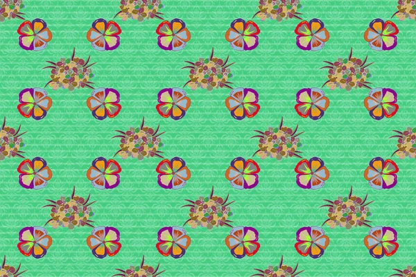 Modern Motley Floral Seamless Pattern Yellow Purple Colors Floral Print — Stock Photo, Image