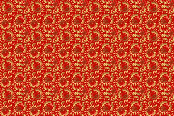 Red Golden Seamless Pattern Geometric Repeating Raster Ornament Golden Elements — Stock Photo, Image