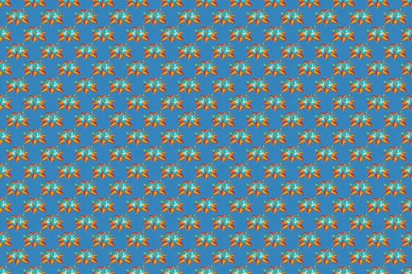 Varrat Nélküli Virág Minta Zökkenőmentes Virágminta Virágos Háttér Narancssárga Kék — Stock Fotó