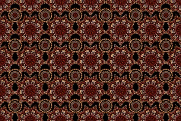 Damask Seamless Floral Background Pattern Orange Red Brown Colors Raster — Stock Photo, Image