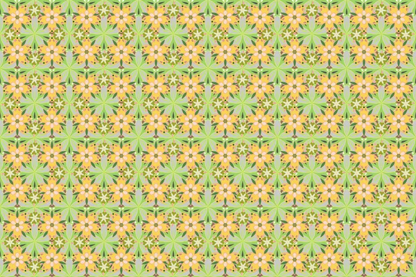 緑色の小さな花のシームレスなパターン ラスターイラスト 花と多色の枝をラスター — ストック写真