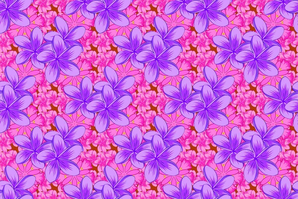 条纹背景上的无缝图案 可爱的水仙花图案 紫红色和洋红色的斑纹花纹 — 图库照片