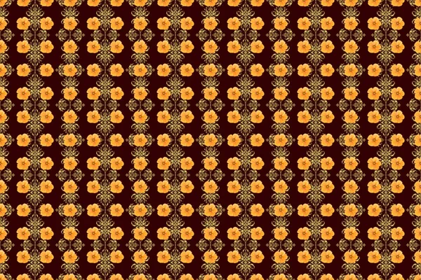Modny Nadruk Akwarelowym Ditsy Kwiaty Kosmosu Brązowym Tle Znakomity Wzór — Zdjęcie stockowe