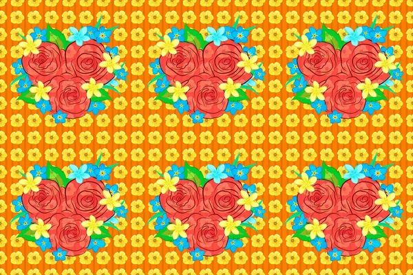 Florale Tapete Auf Orangefarbenem Hintergrund Traditionelle Orientalische Nahtlose Muster Dekoratives — Stockfoto