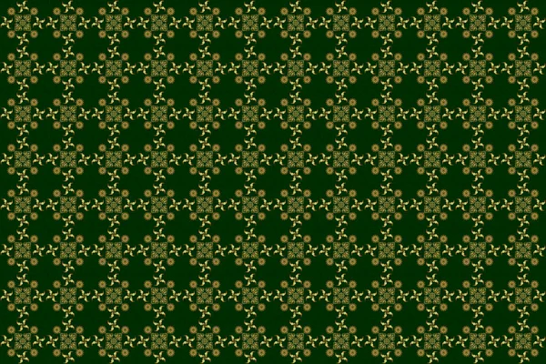 Patrón Verde Dorado Sin Costuras Ornamento Geométrico Repetitivo Trama Con — Foto de Stock