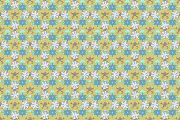 Niedliches Nahtloses Muster Design Viele Blumen Grauen Grünen Und Blauen — Stockfoto
